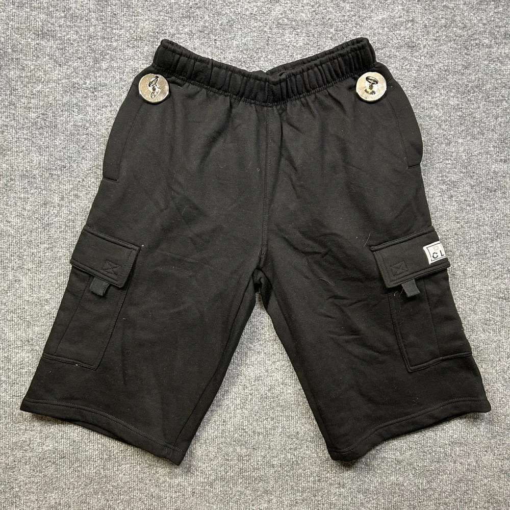 Pro Club Cargo Sweat Shorts Mens M Black NEW Cargo Pockets Elastic Waist Y2K